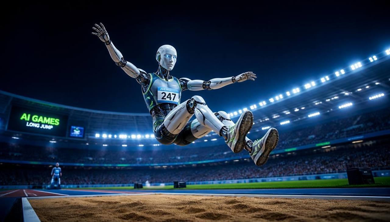 İnsansı robot olimpik kum havuzuna uzun atlama yapıyor